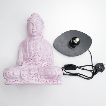 Meditációs Buddha Lámpa – Cseresznyefa repedezett, ovális talpazat