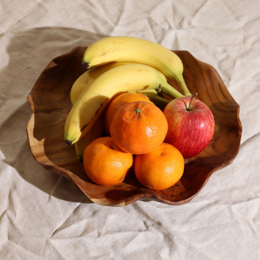 Sima kerek tíkfa gyümölcstál – 28x5,5cm