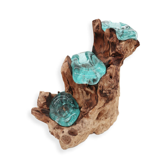 Molton Glass hármas gyertyatartó fa alapon