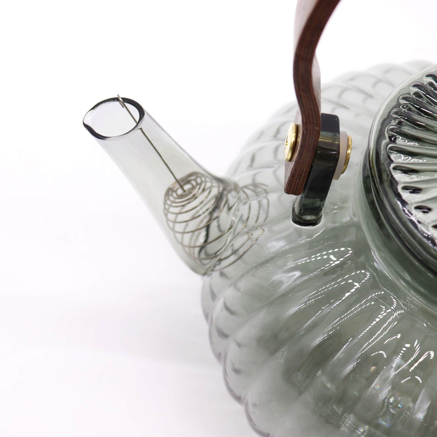 Üveg Teafőző kanna - Szénszínű bordázott gyöngyház - 950 ml