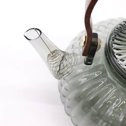 Üveg Teafőző kanna - Szénszínű bordázott gyöngyház - 950 ml