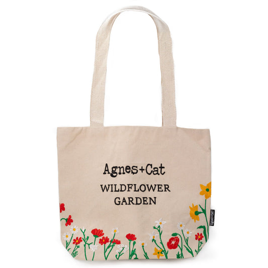Agnes + Cat Wildflower Garden bevásárlótáska – Piros virágok