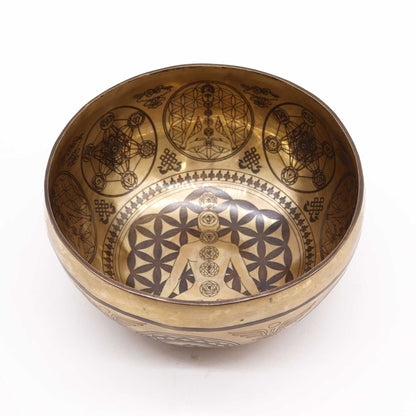Tibeti gyógyító vésett tál – 16 cm – 7 csakra