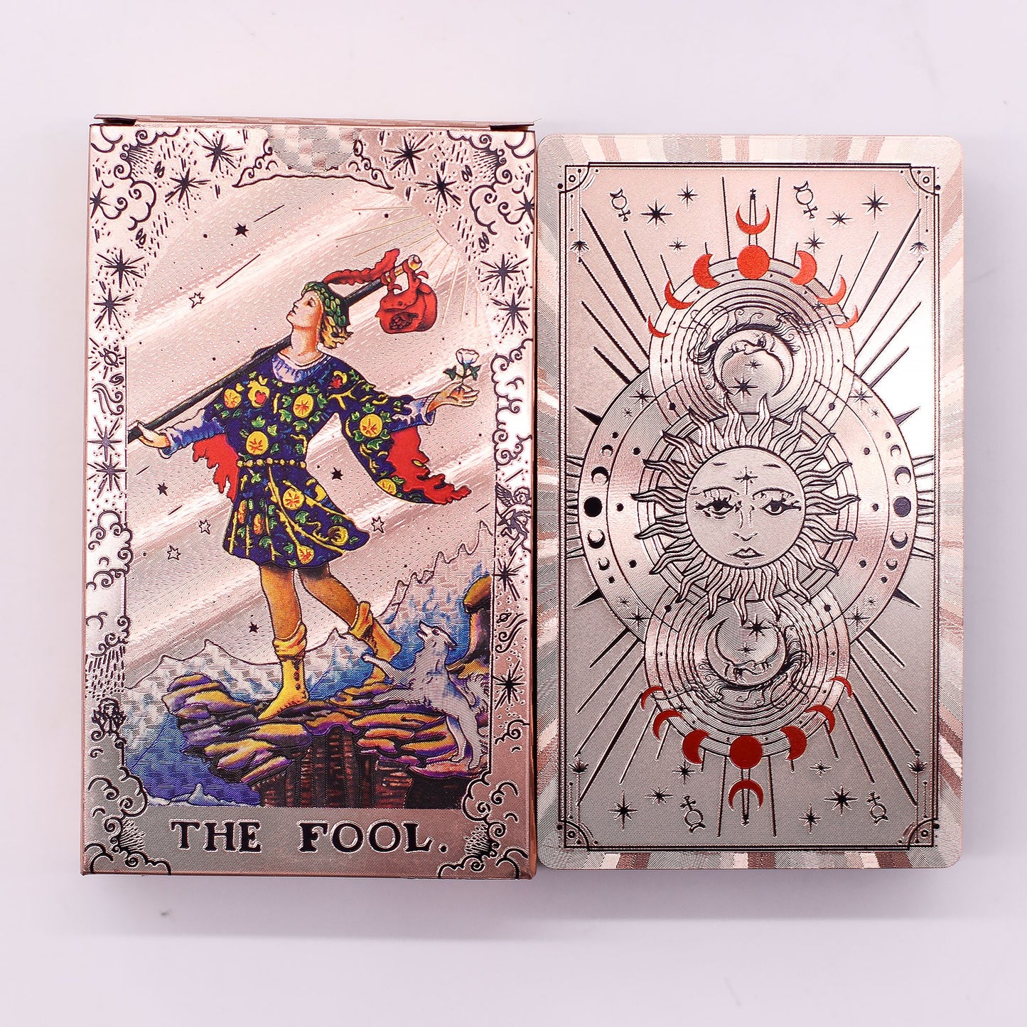 Rozé arany fóliás tarot kártya szett – Holdfázis – füzettel