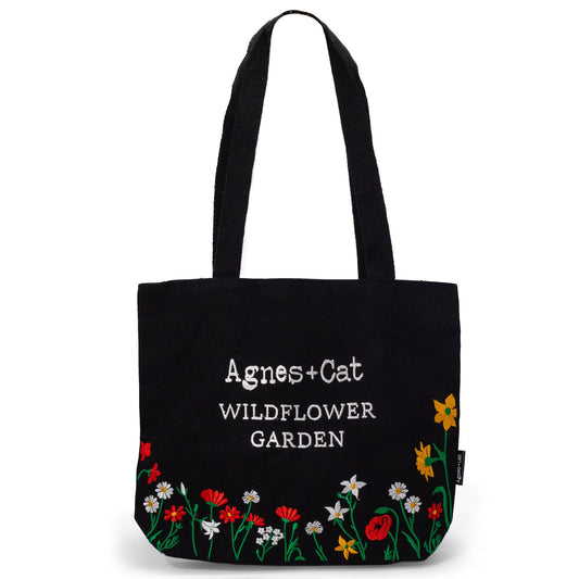 Agnes + Cat Wildflower Garden Tote Bag - Fekete