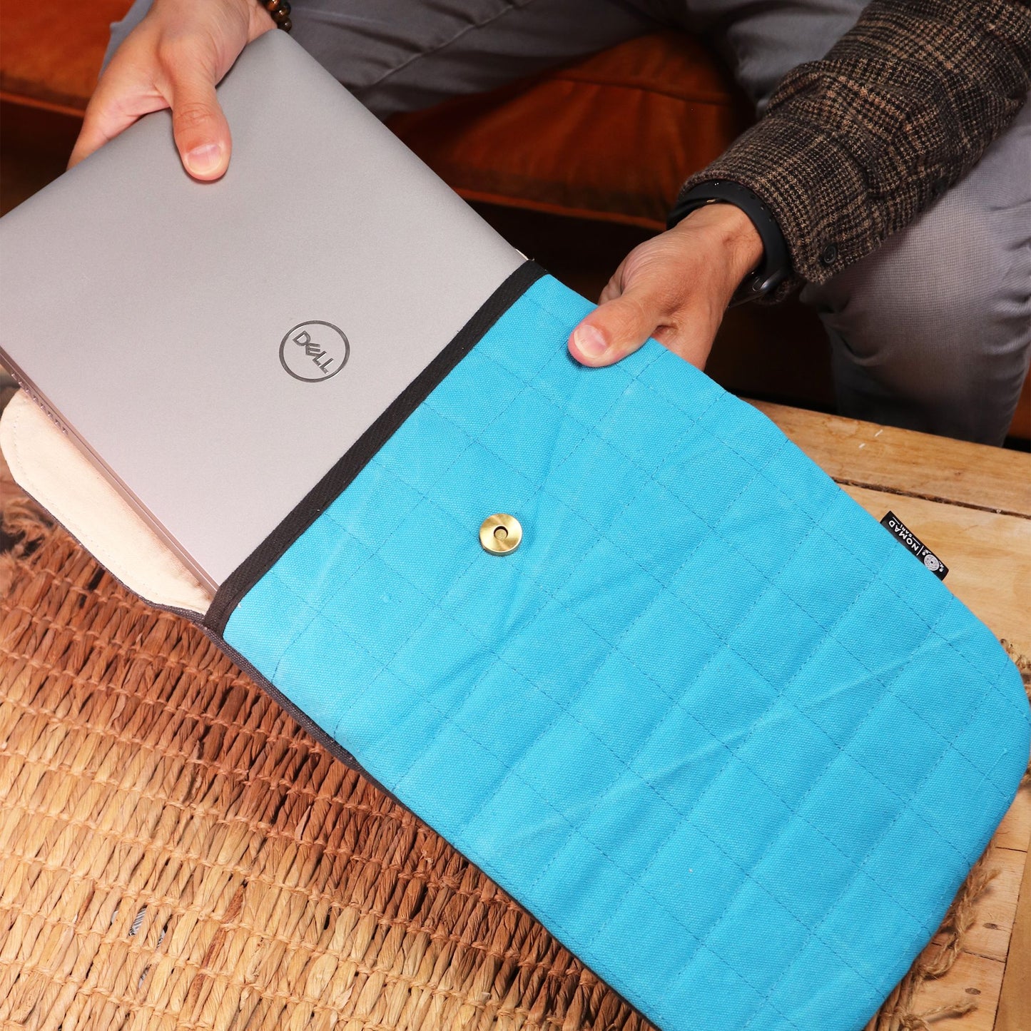 13 hüvelykes párnázott laptop tok – őrült sárga – 14 oz-os kőmosott farmer