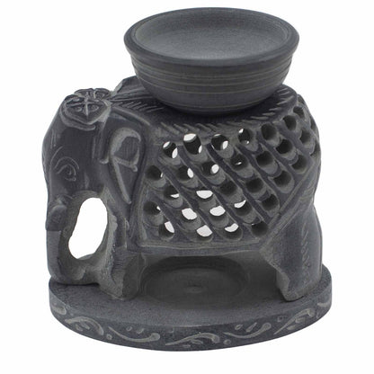 Szappankő Olajmécses 10.5cm - Álló Elefánt