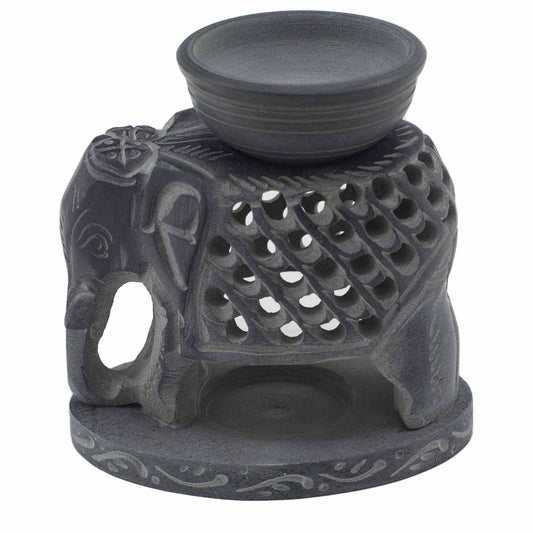 Szappankő Olajmécses 10.5cm - Álló Elefánt