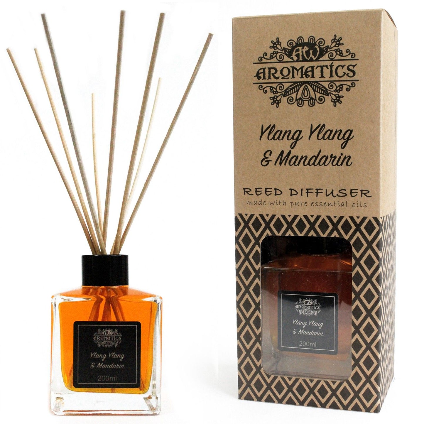 200 ml Ylang-ylang és mandarin illóolaj diffúzor pálcikákkal