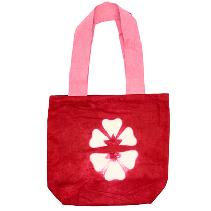 Natúr Tye-Dye Pamuttáska (8oz) - 38x42x12cm - Bordó Virág - Pink Fogantyú