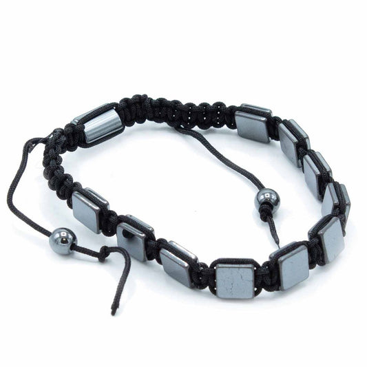 Mágneses hematit Shamballa karkötő - Lapos kockák