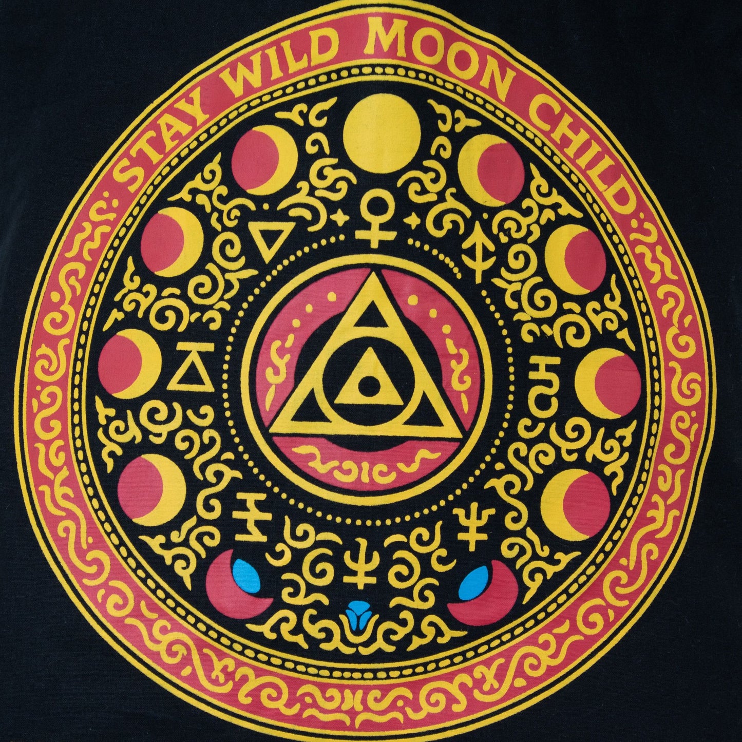Iconic Classic Tote Bag - Luna Alchemy Wheel - Black 6oz