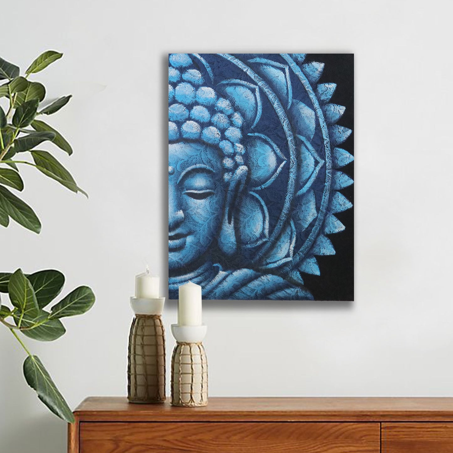 Kék Fél Buddha Mandala 60x80cm
