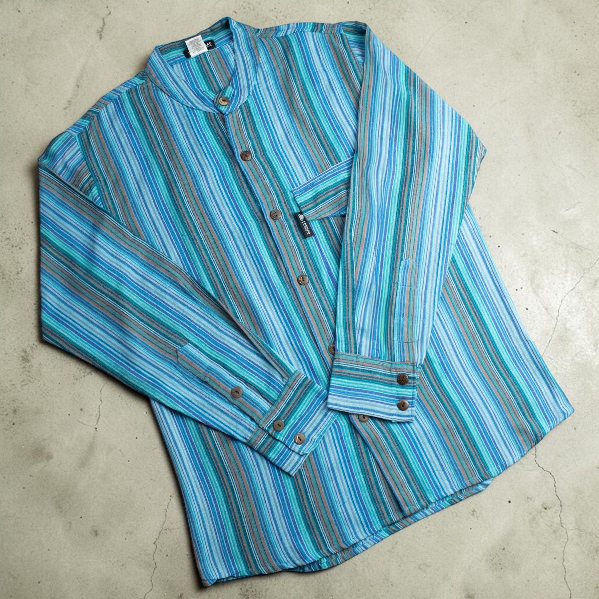 Nomad Sari Grandad Shirt - Turquoise