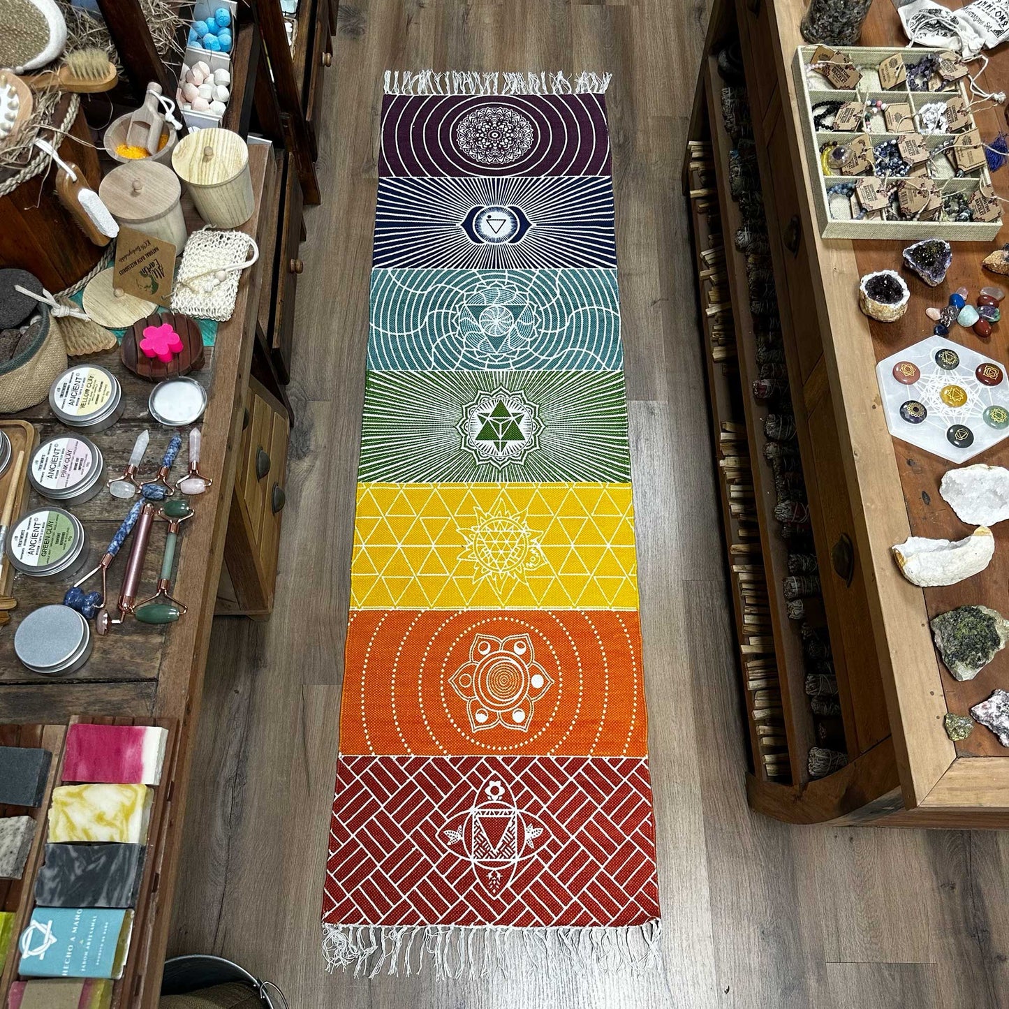 100% pamut jógaszőnyeg - 60x200cm - 7 csakra