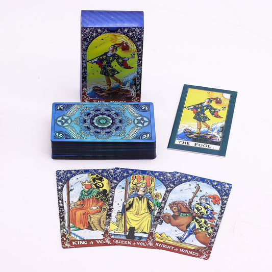 Kék fóliás tarot kártya készlet - Mandala - füzettel