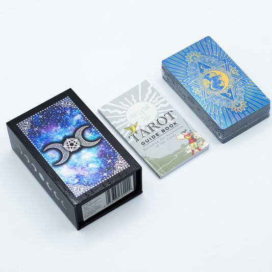 Kék Fóliás Tarot Kártya Szett – Hold Arc – füzettel