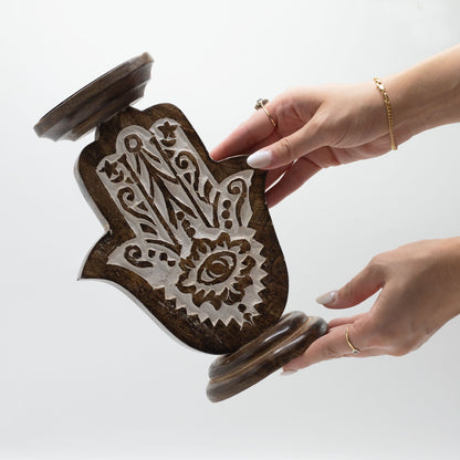 Mangófa gyertyatartó - Hamsa - Nagy 25x18 cm