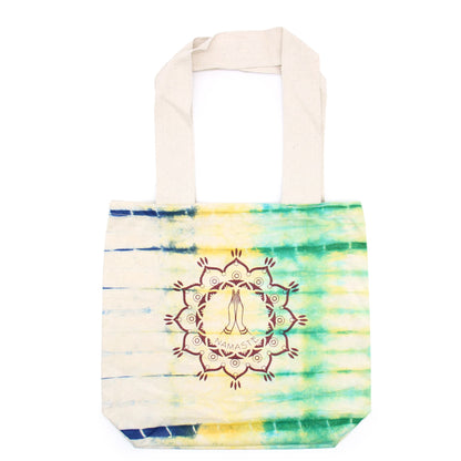 Batikolt pamut táska (6 oz) - 38x42x12 cm - Namaste kezek - Többszínű - Natúr fül