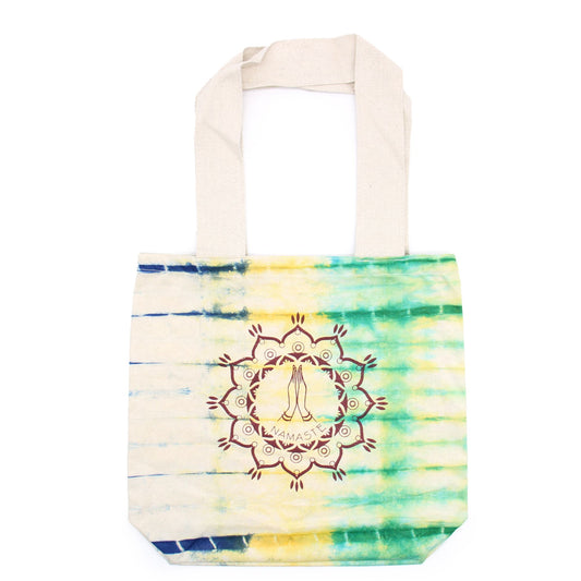Batikolt pamut táska (6 oz) - 38x42x12 cm - Namaste kezek - Többszínű - Natúr fül
