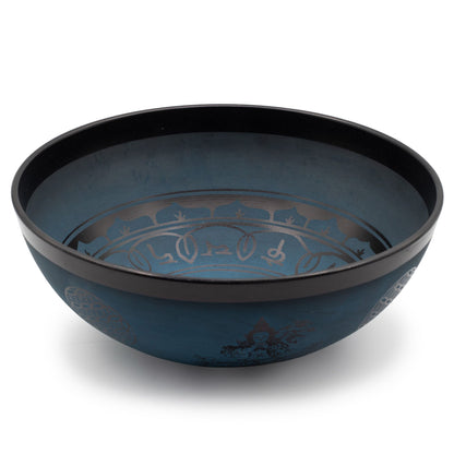 Nagy alumínium éneklő tál – tibeti dupla Dorje kivitel – kék (27 cm)