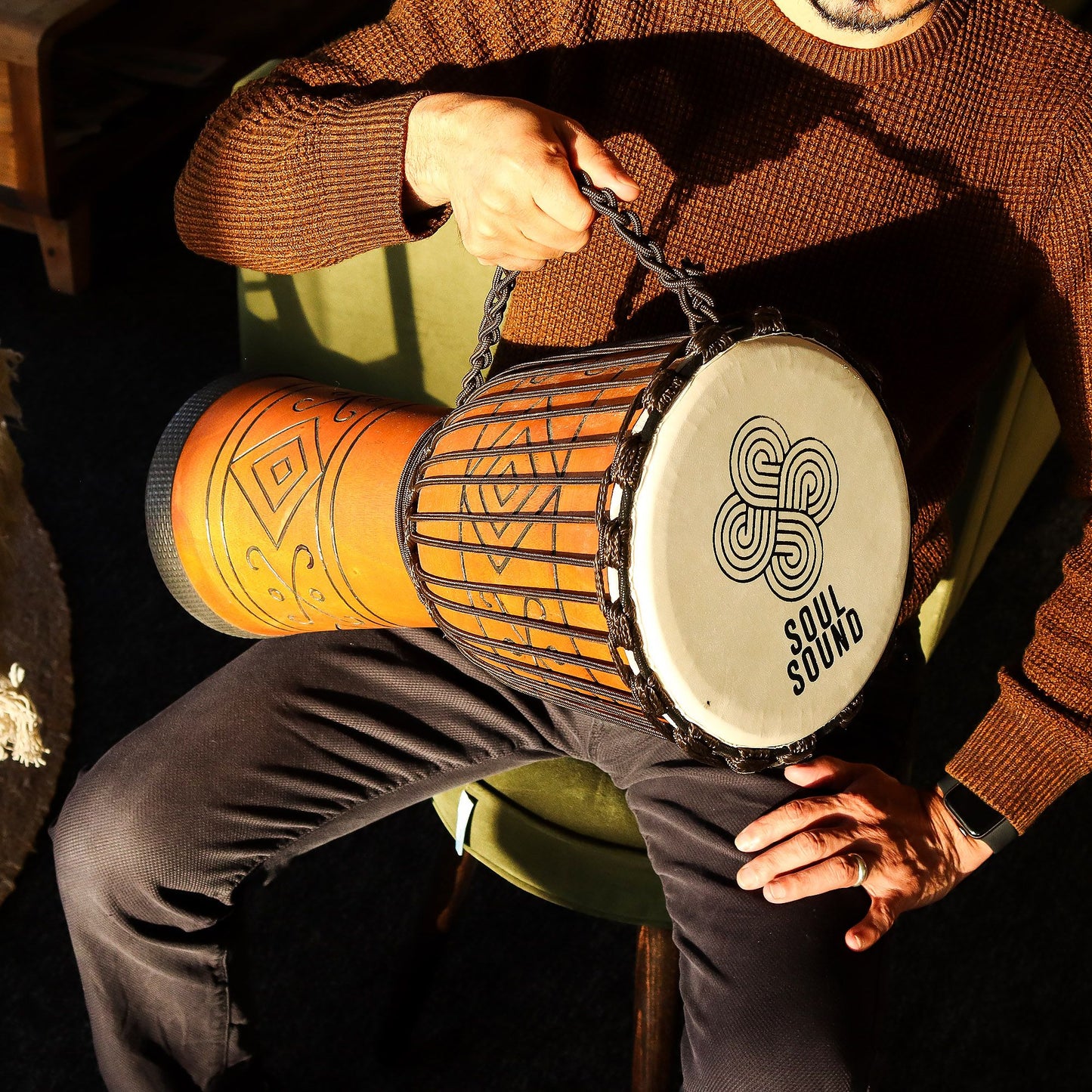 Nagy Pro Djembe Dob - Lélek Hang (mély) - 50 cm (22 cm átmérő)
