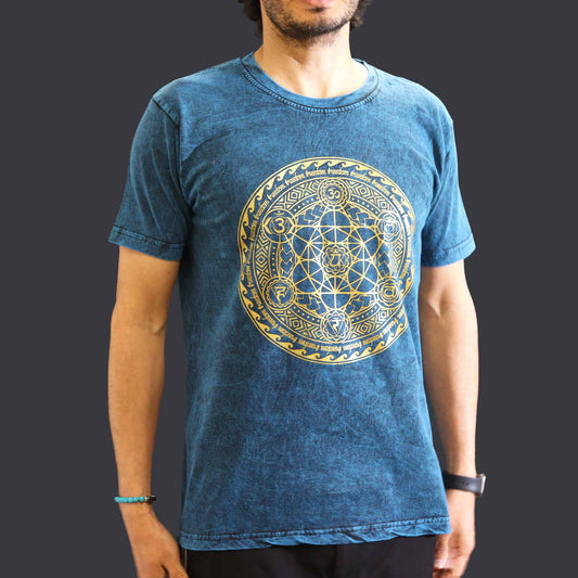 Nomad Sari Stonewashed pamut póló – Csakra – Kék – M-es