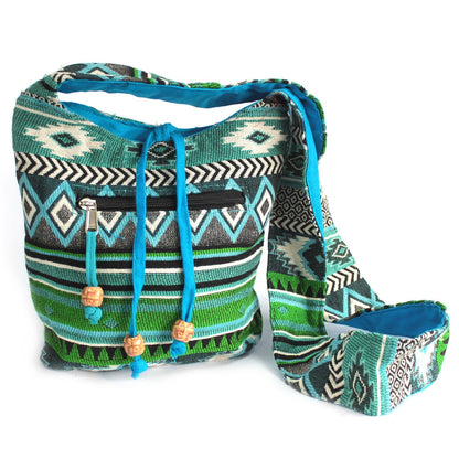 Jacquard táska – türkizkék sling bag