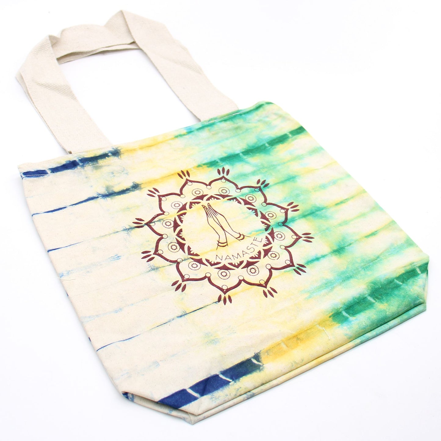 Batikolt pamut táska (6 oz) - 38x42x12 cm - Namaste kezek - Többszínű - Natúr fül