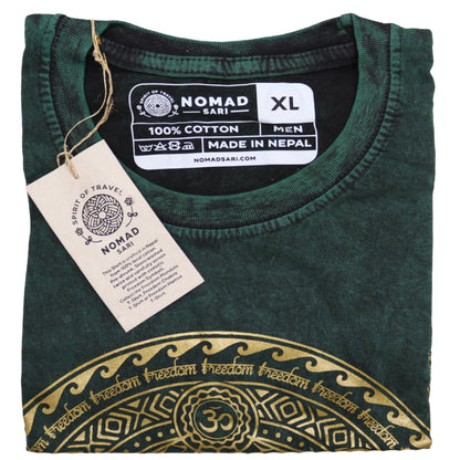 Nomad Sari kövesmosott pamut póló – csakra – zöld – XL