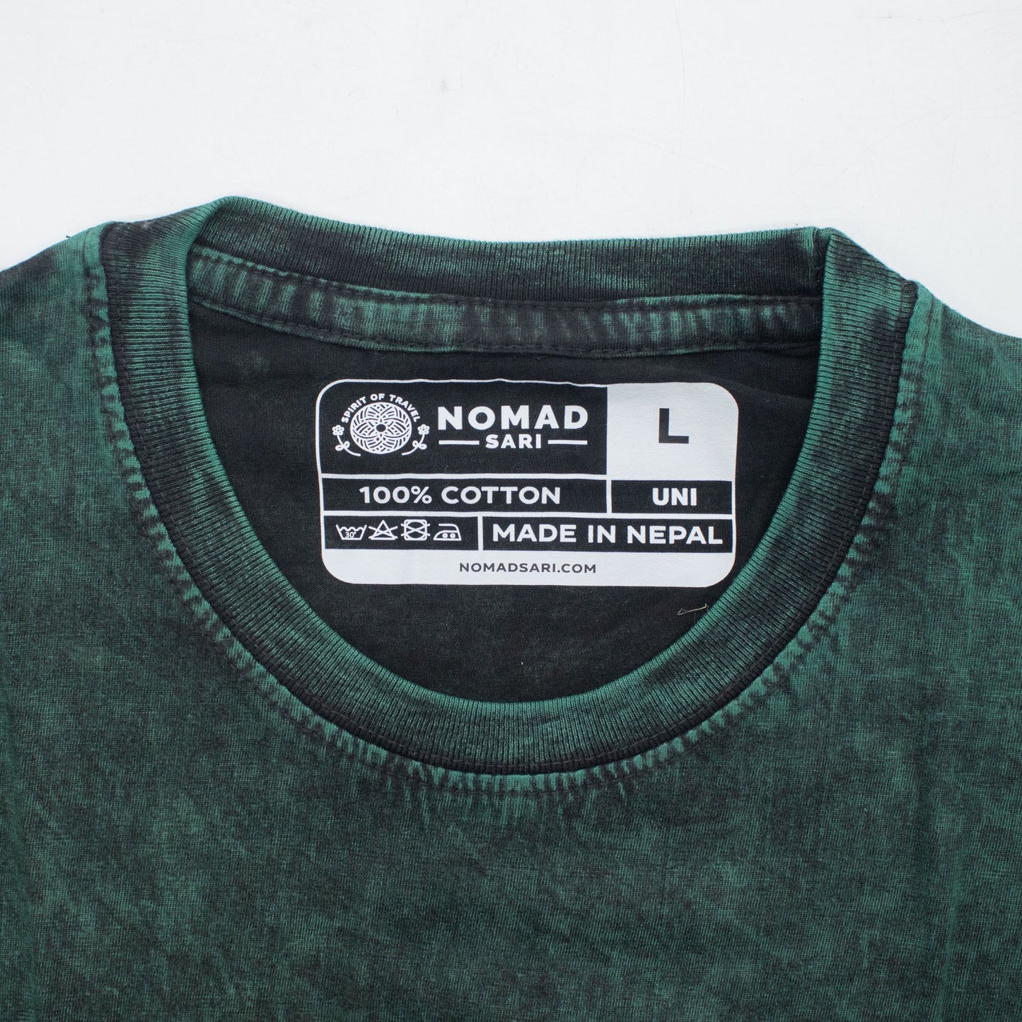 Nomad Sari Stonewashed pamut póló – Életfa – Zöld – L-es
