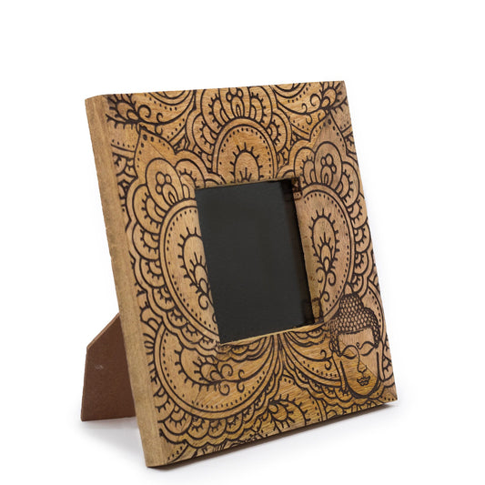 Kis mangófa képkeret (10x15 cm-hez) 20x20x2 cm - Buddha - Fekete