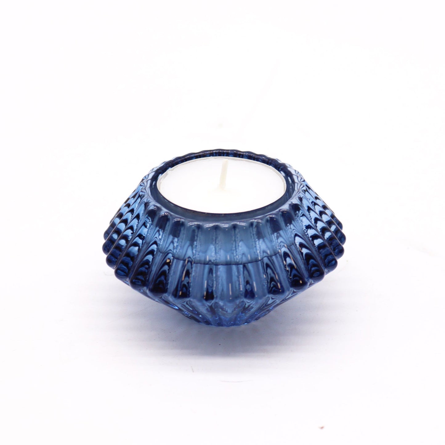 Set of 2  Flower Flip Dinner Candle / Tealight Holder - Royal Blue
