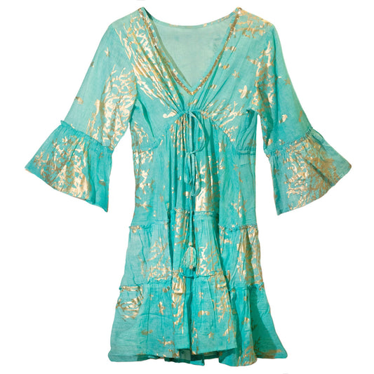 Nomad Sari On the Med Collection - Dress - Turquoise & Gold Coral