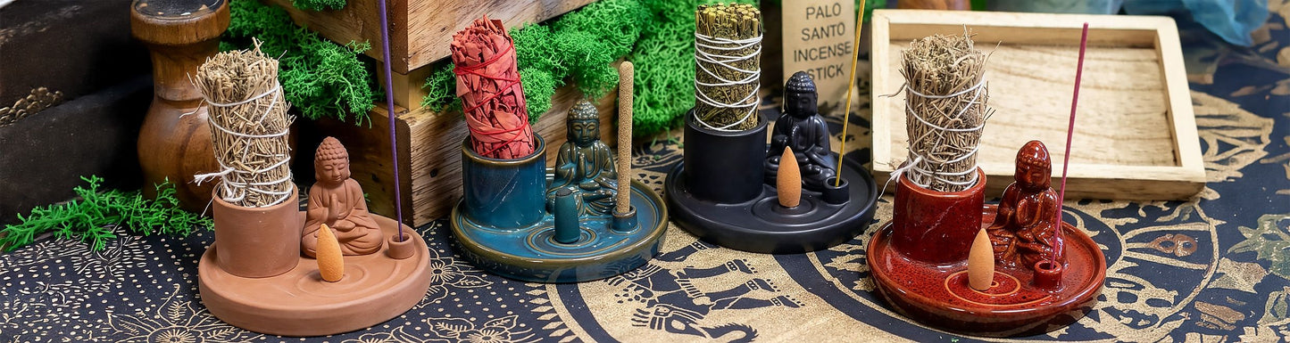 Többcélú Buddha füstölő tartó – Természetes terrakotta stílusban
