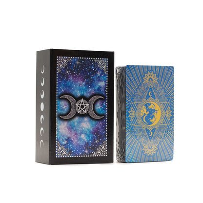 Kék Fóliás Tarot Kártya Szett – Hold Arc – füzettel