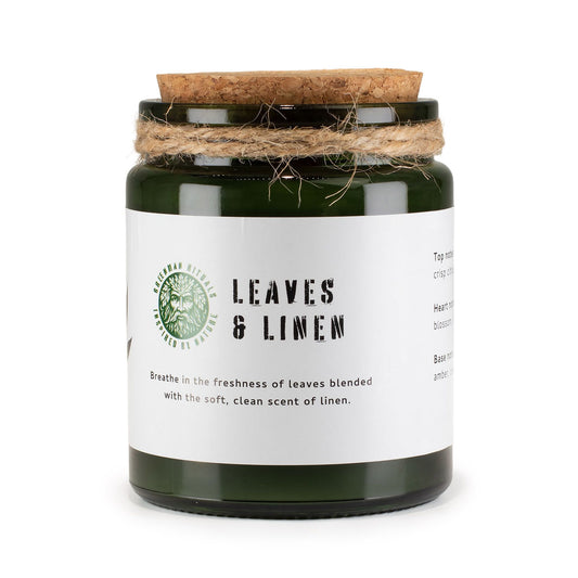 Greenman Woodwick Szójaviasz Gyertya - Levelek és Len