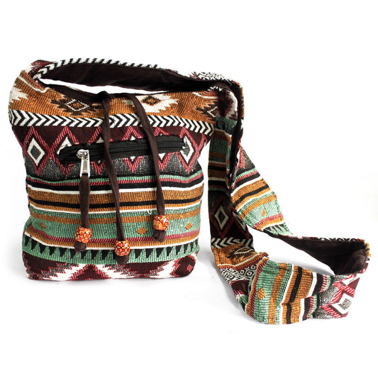 Jacquard táska - Csokoládé sling táska