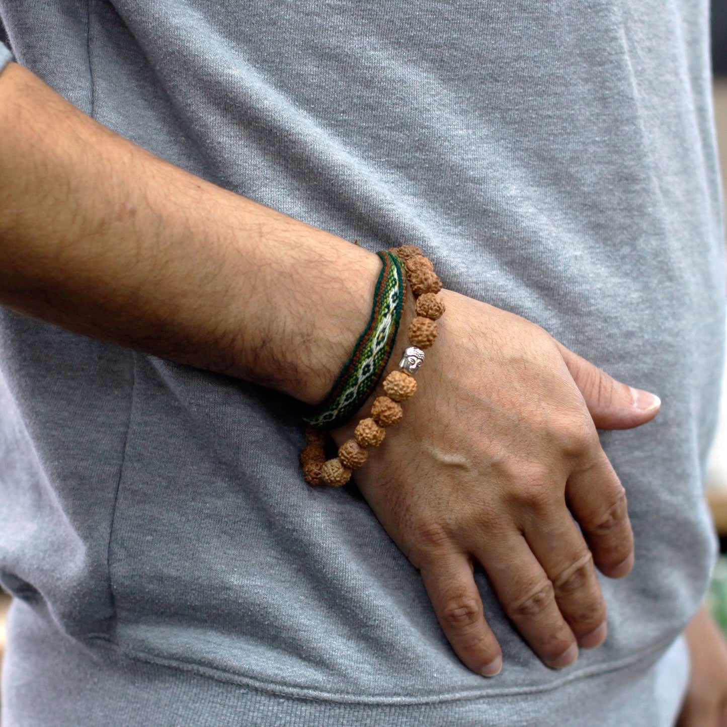 Rudraksha Buddha Karkötő Mala - Természetes