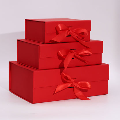 Összehajtható díszdoboz – közepes négyzet alakú (20x18.2x8cm) – piros