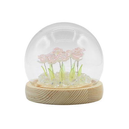 Floral Glow kerti kupola – 10 rózsaszín rózsa – LED USB