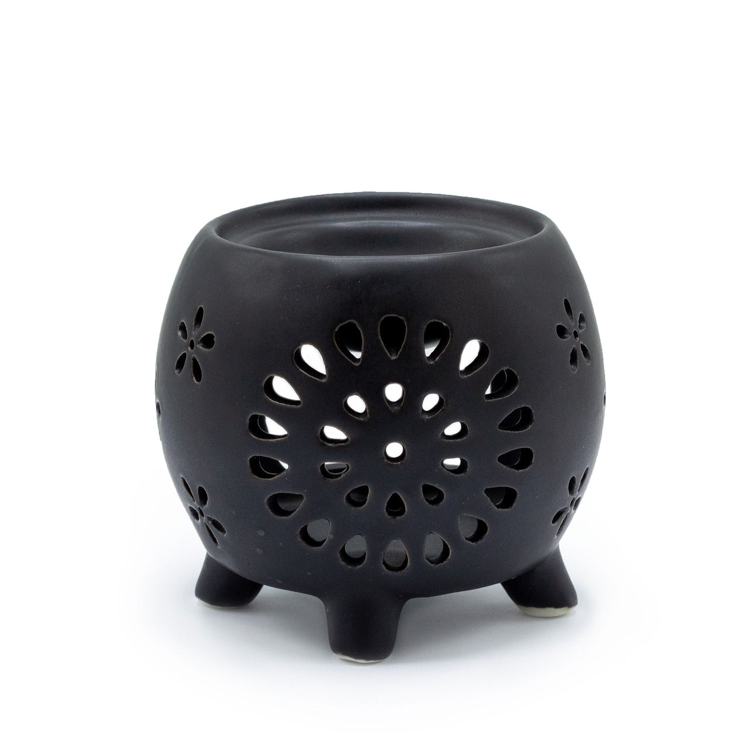 Squat Pot olajpárologtató virágmintás – matt fekete