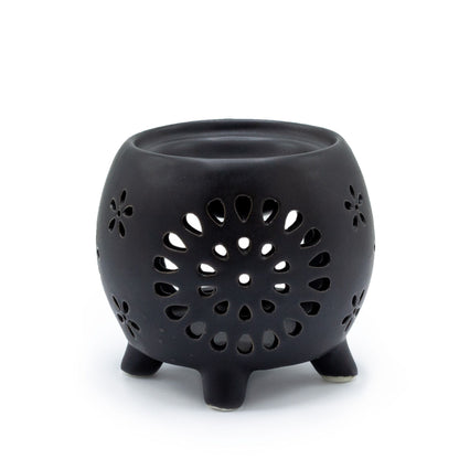 Squat Pot olajpárologtató virágmintás – matt fekete