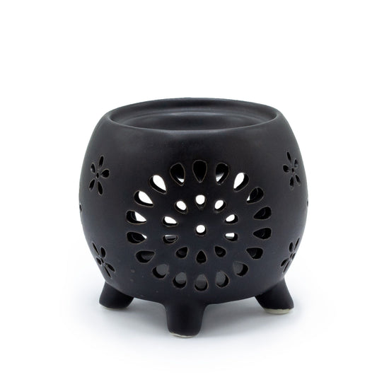 Squat Pot olajpárologtató virágmintás – matt fekete
