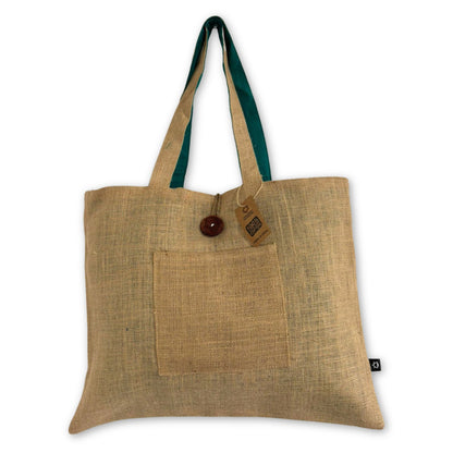 Reversible Jute & Cotton Big Bag - Teal