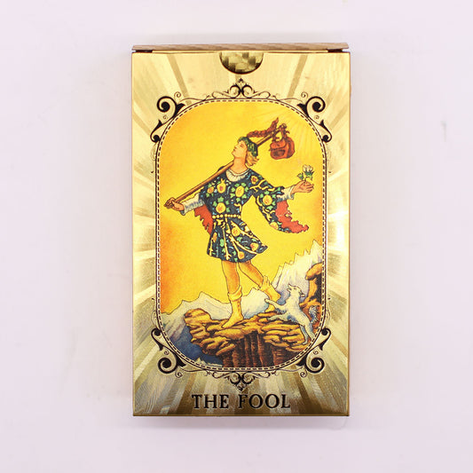 Kék és arany fóliás tarot kártya szett – mindent látó szem – füzettel