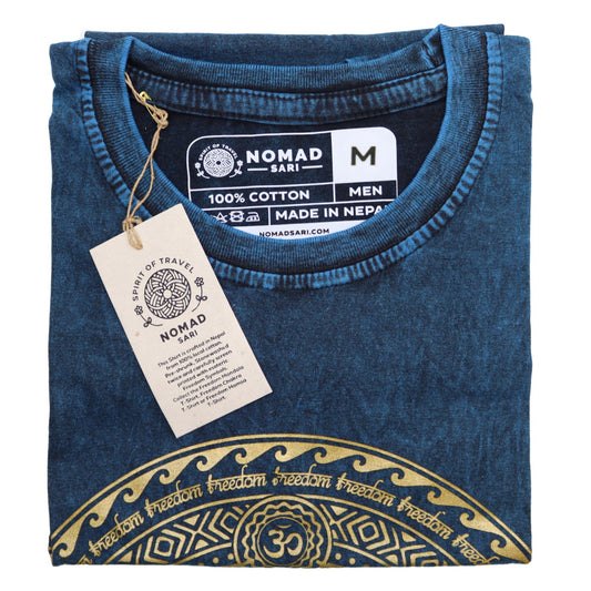 Nomad Sari Stonewashed pamut póló – Csakra – Kék – M-es