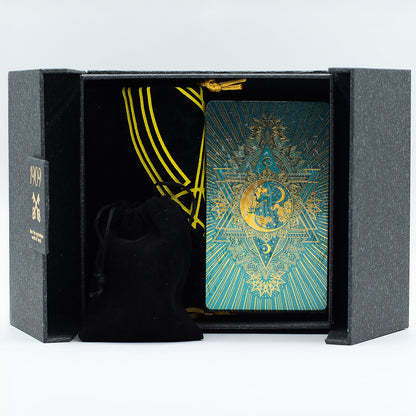 Arany és türkiz fóliás tarot kártya – Ajándékszett