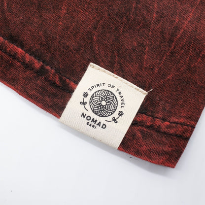 Nomad Szári Kőmosott Pamut Póló - Sárkány Mandala - Bordó - XL