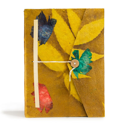 Lokta merész virágmintás jegyzetfüzet – nagy (21x15cm) – 45 lap – könyvjelzővel – olíva